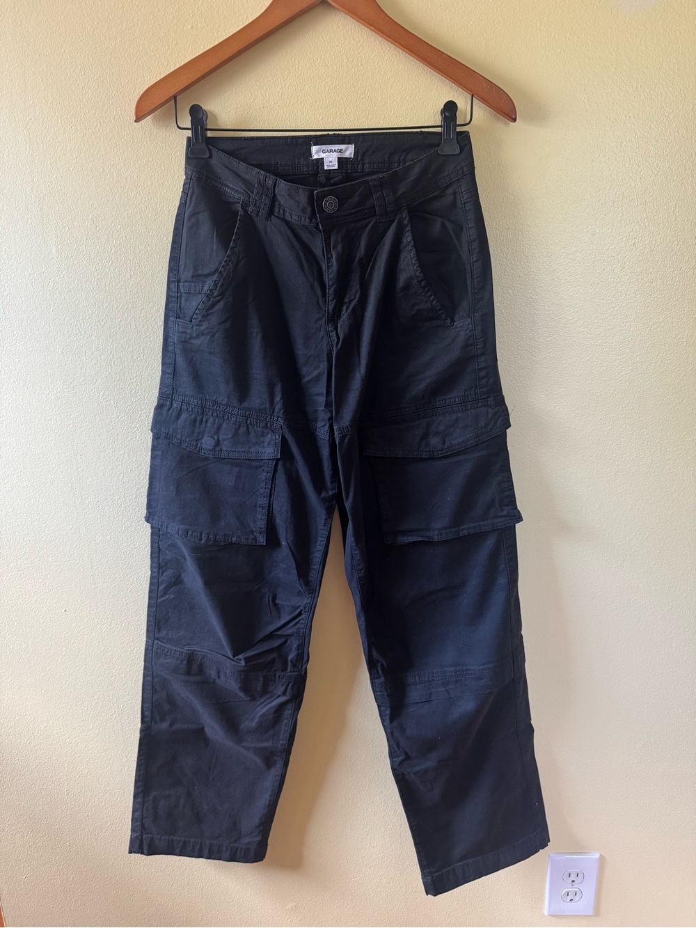 Garage Black Womens Cargo Trousers with Multi-Pocket Design
